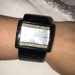 Guess Black Genuine Leather Watch